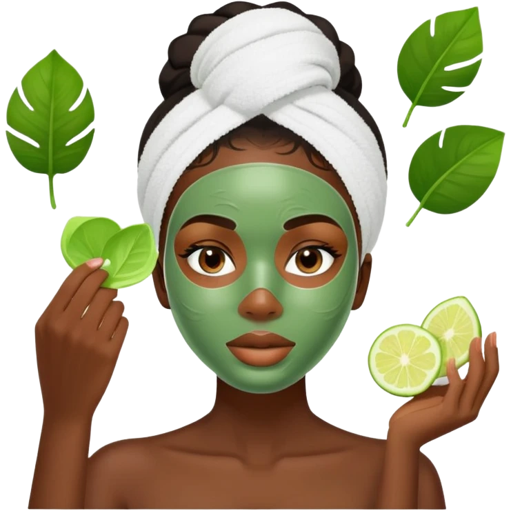 Black girl applying face mask skincare emoji