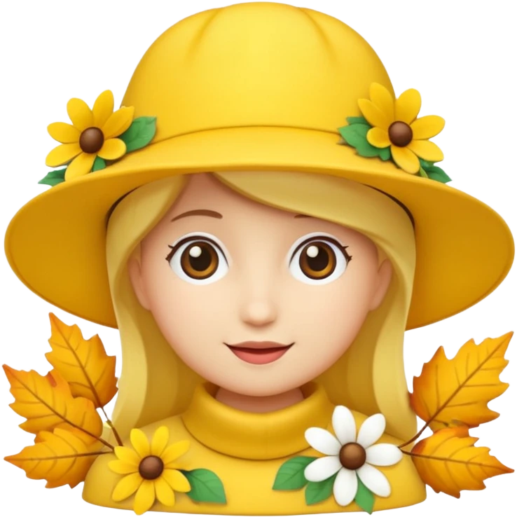 hat with autumn leaves and flowers, 3d emogis emoji
