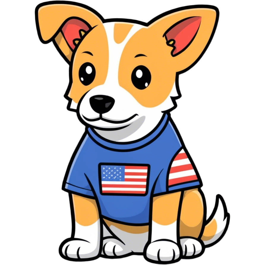 Dog wearing usa shirt emoji