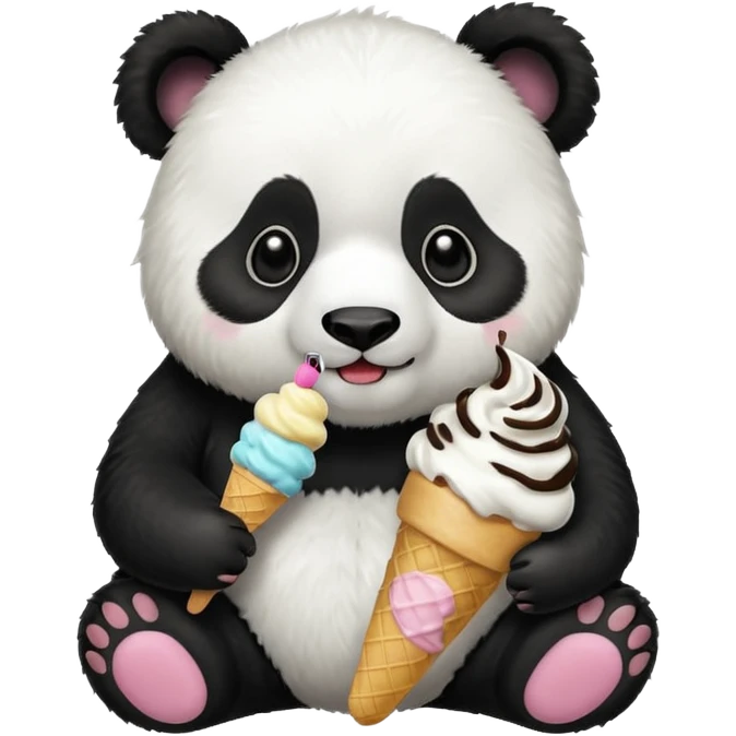 Panda eating ice cream emoji