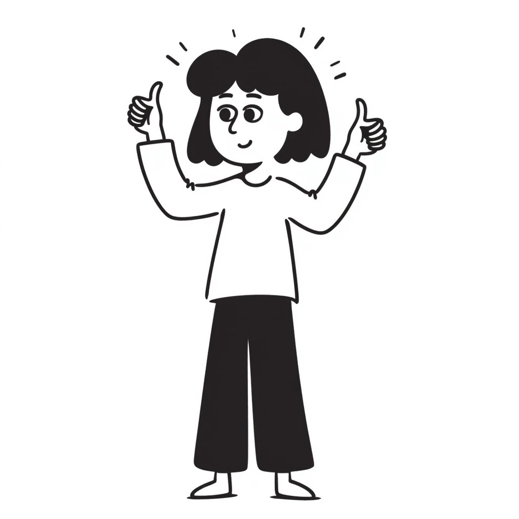 Girl with one hand giving thumbs up and the other hand giving thumbs down, showing mixed feelings emoji