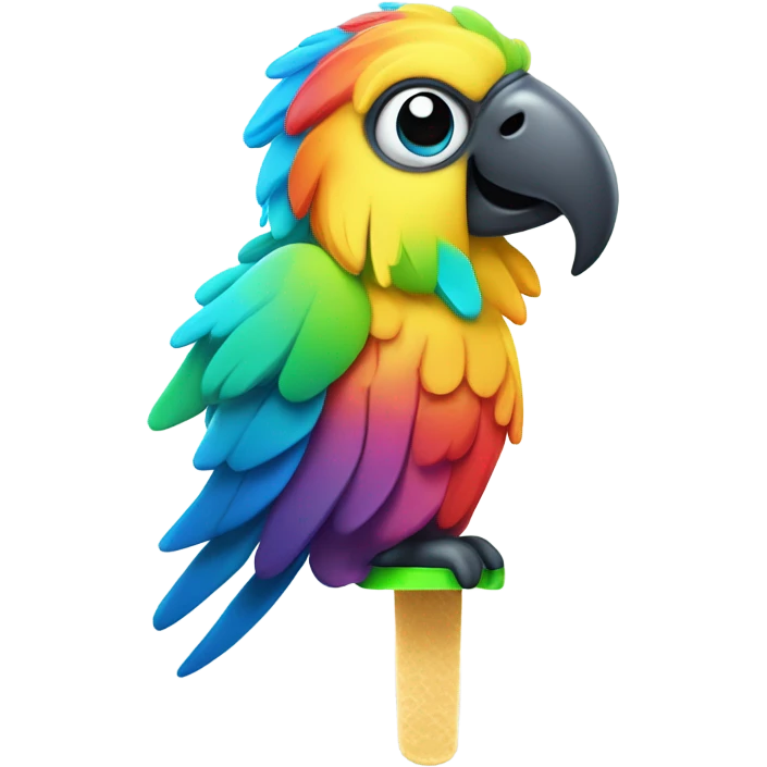 Rainbow popsicle with parrot head emoji