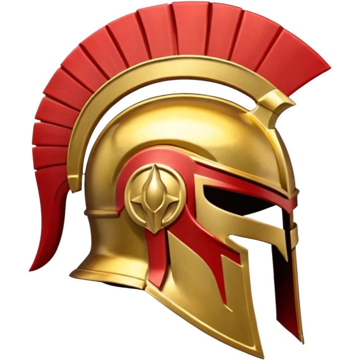 Side view of a gold and red Spartan helment emoji