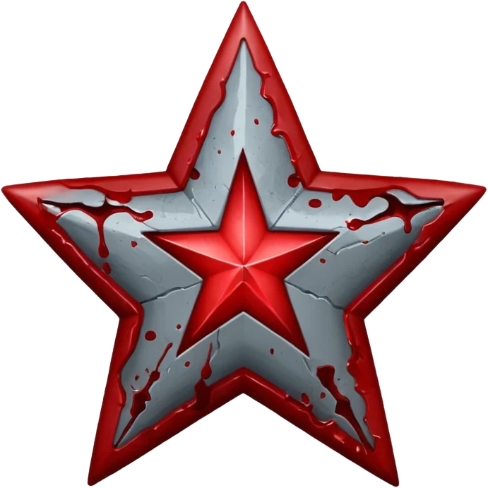 Grey star with red star and blood on inside emoji