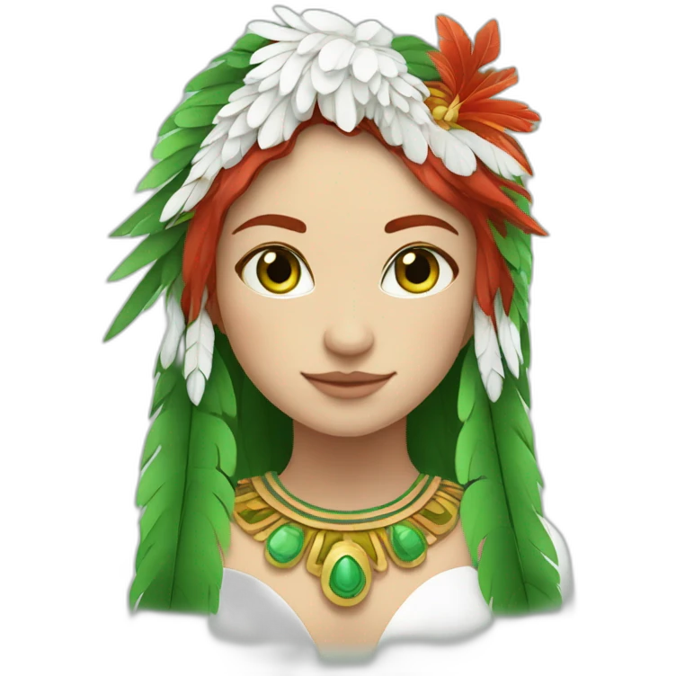 quetzalcuoatl red head green eyes white skin girl emoji