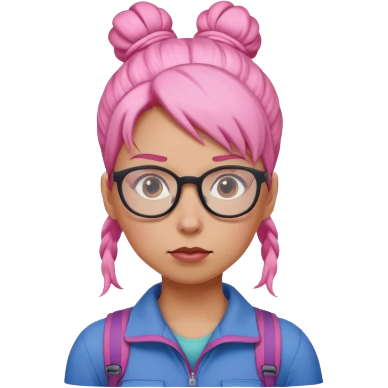 climber woman with pink bun hair and glassess emoji