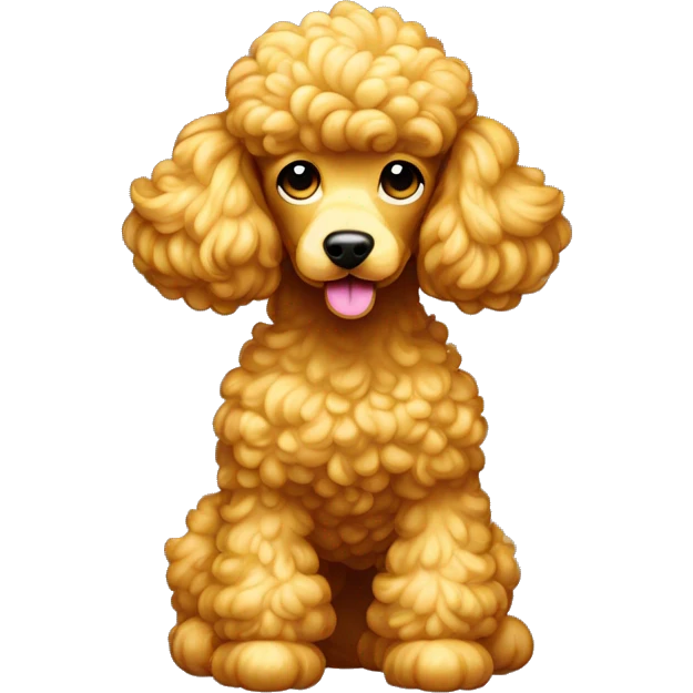 shiny gold poodle standing atttentivelyviewed from above emoji