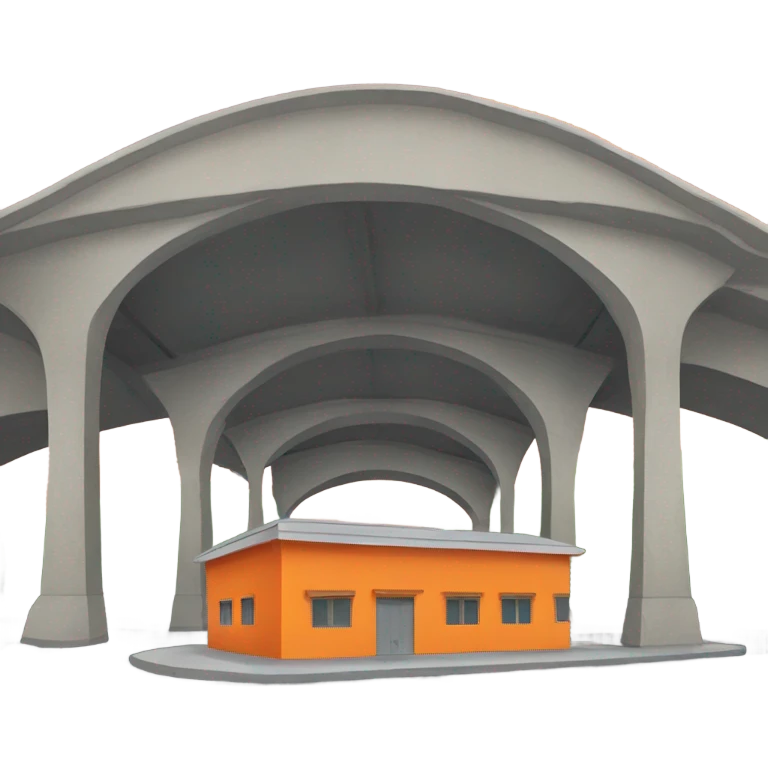 Orange ashram under a highway overpass  emoji