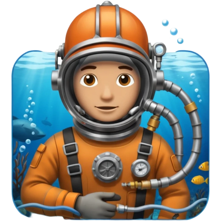 Buceador comercial trabajando, soldando una estructura metalica bajo agua emoji