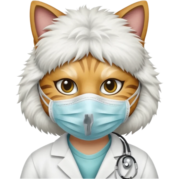 doctor cat, dust mask emoji