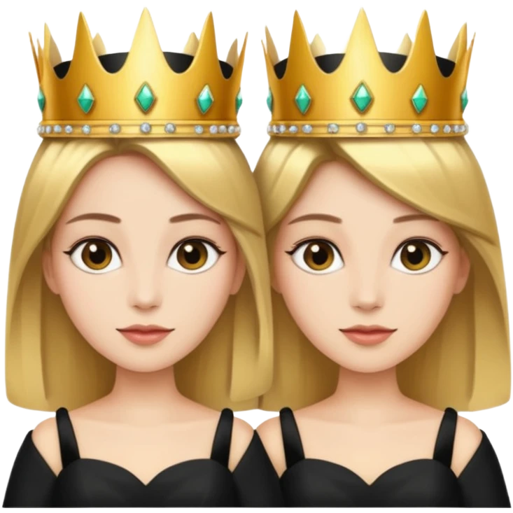 two women with crowns and the same outfit emoji