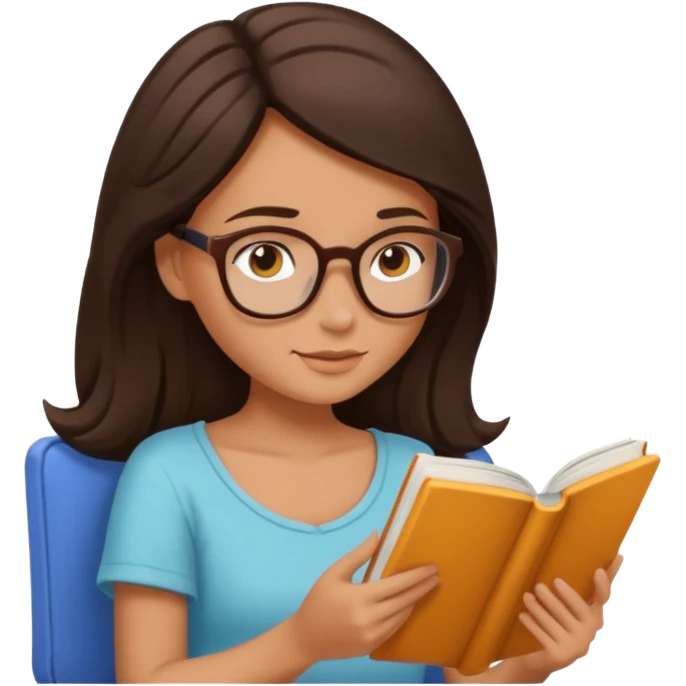 chica morena relajada leyendo un libro emoji