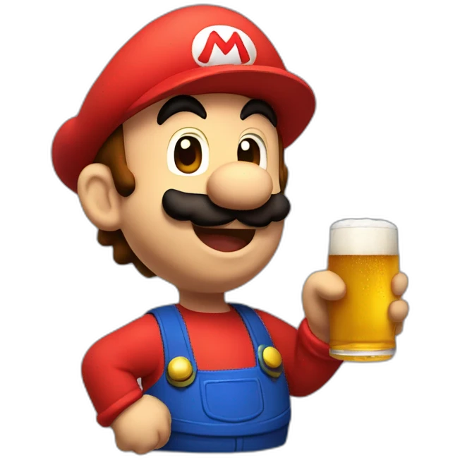 Mario who drinks a beer. emoji