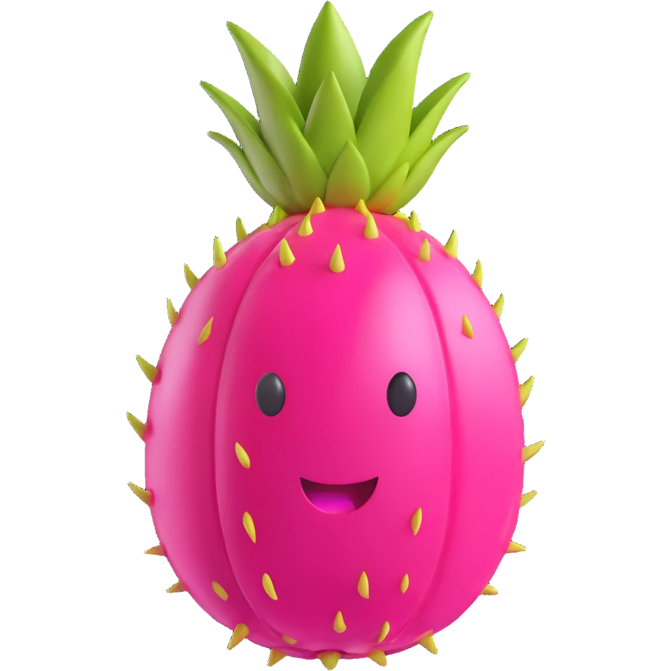 dragon fruit, shiny and rounded, expressive 3D emoji style emoji