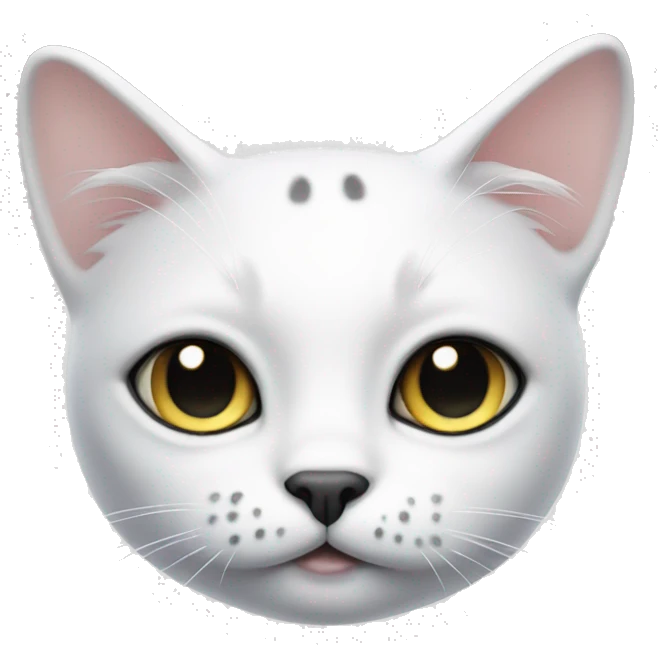 white cat with black spots over eyes emoji
