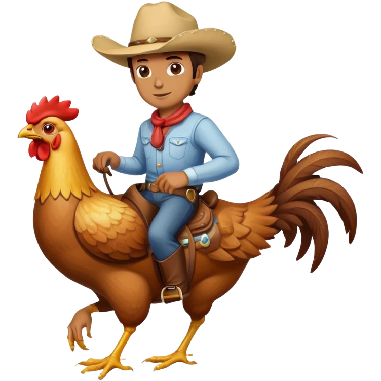 Man riding a chicken like a horse emoji