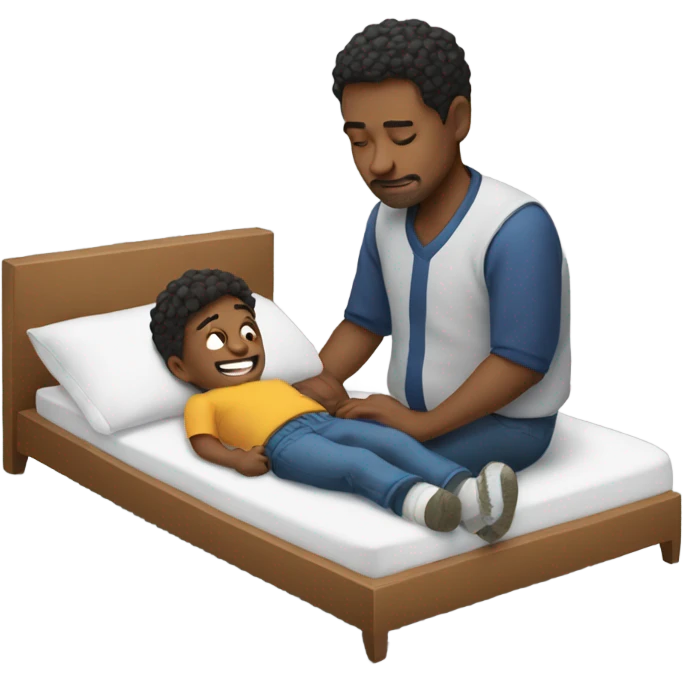 Father tucks son in emoji