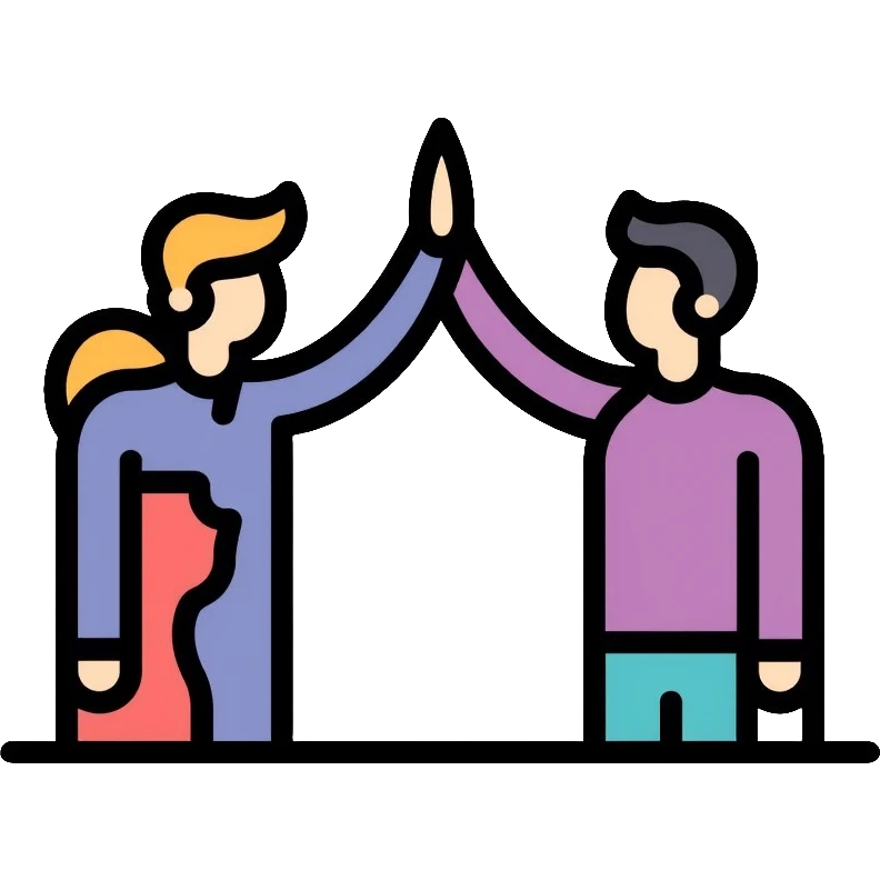 Team achievement, people high-fiving emoji