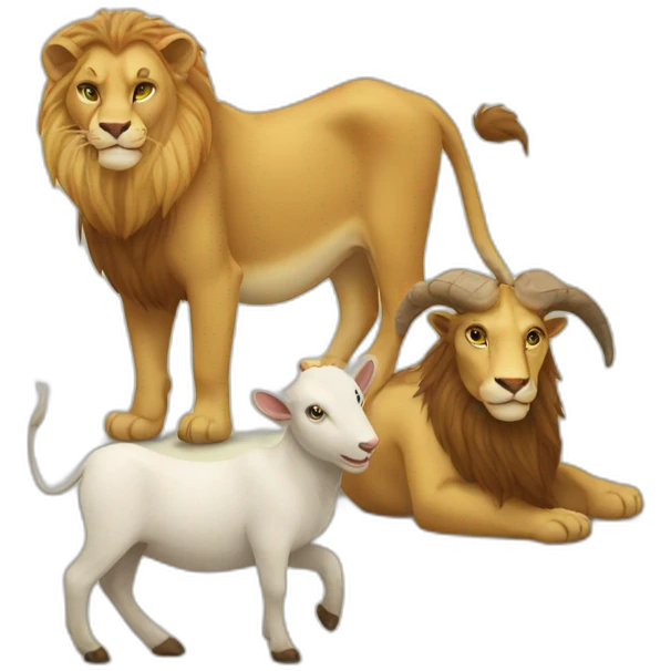 A lion eat a goat emoji