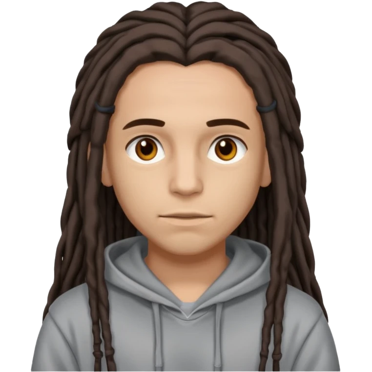 Lightskin with brown eyes and dark brown long dreads with a lining in the front emoji