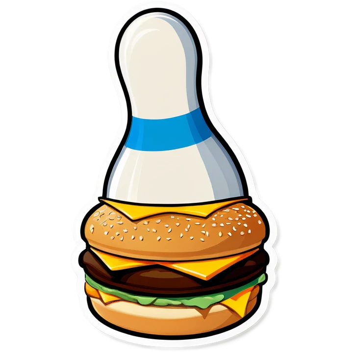 Bowling pin eating a cheeseburger  emoji