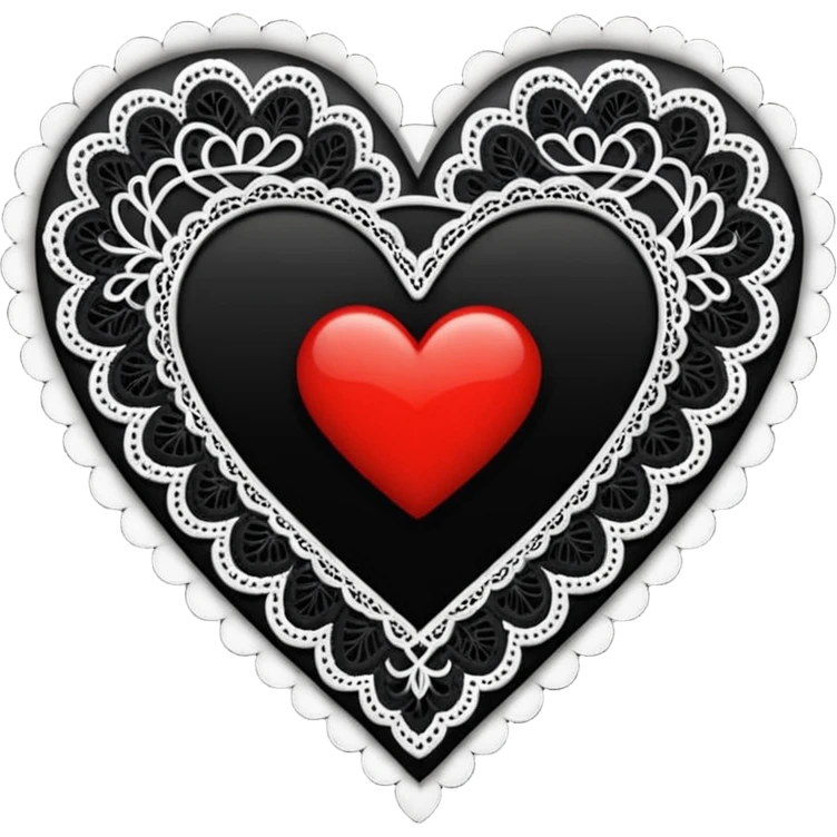 black lace heart with scalloped lace edges emoji