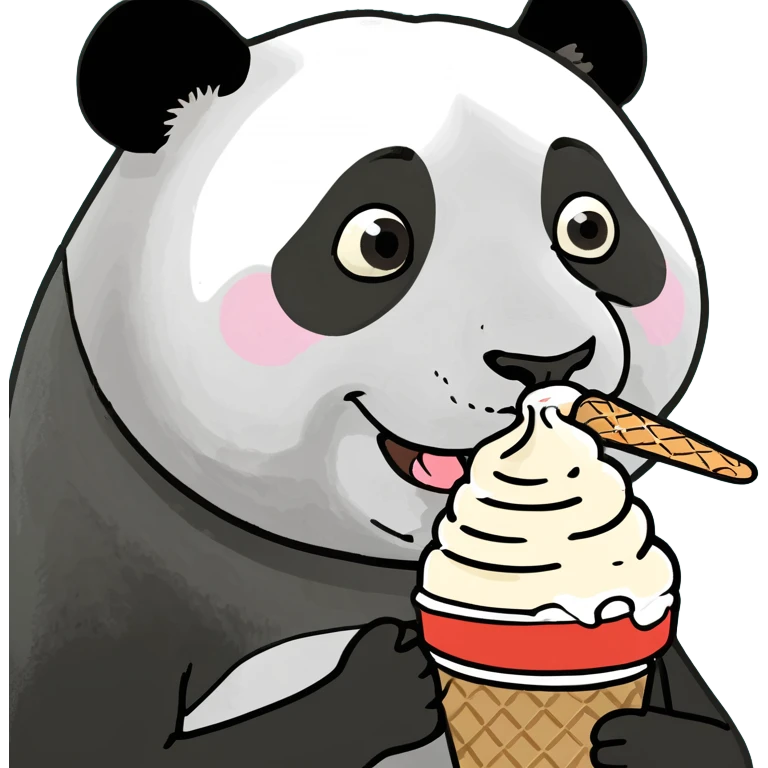 Panda eating ice cream emoji