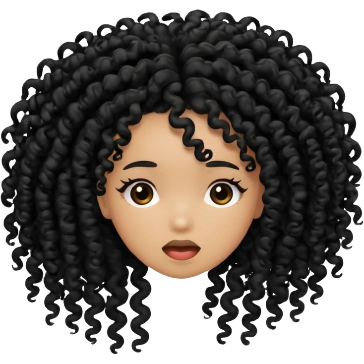 strands of black kinky curly hair breaking and falling to the ground emoji
