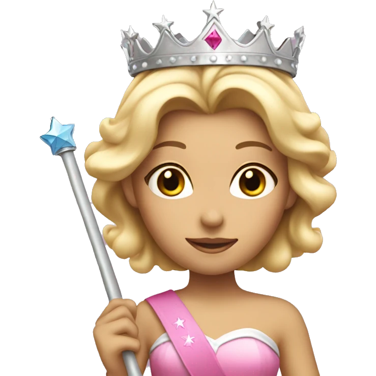 Pink blonde princess with silver crown and pink wand  emoji