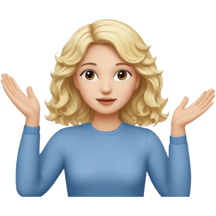 It wasn’t me, blonde wavy hair hands up emoji