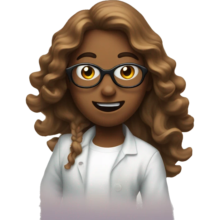 Ghostface chasing  girls with long brown curly hair and wearing glasses emoji