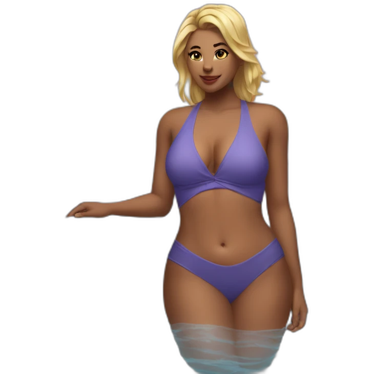 Slim-Thicc caucasian woman swimsuit posing emoji