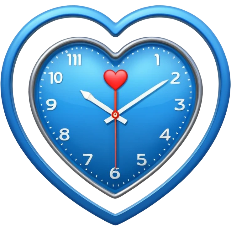 blue heart with a clock emoji