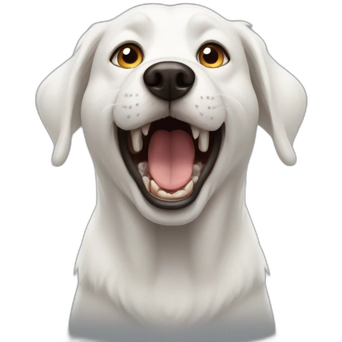 startled white dog with mouth open emoji