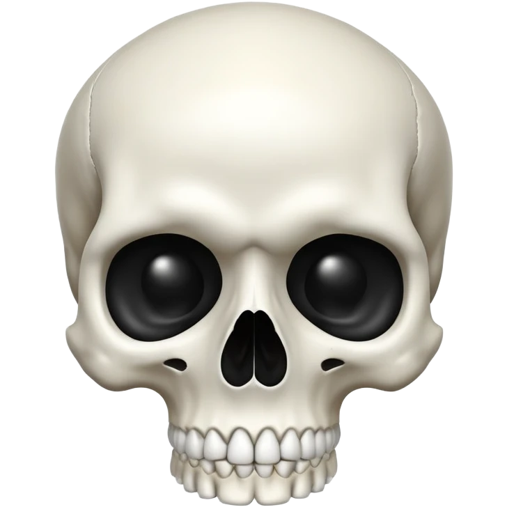 white skull, clean and smooth, detailed features like eye sockets, nasal cavity, and teeth emoji