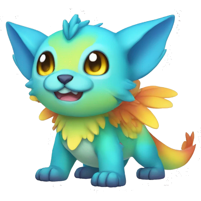 Cute cool colorful fantasy animal hybrid Fakemon full body emoji