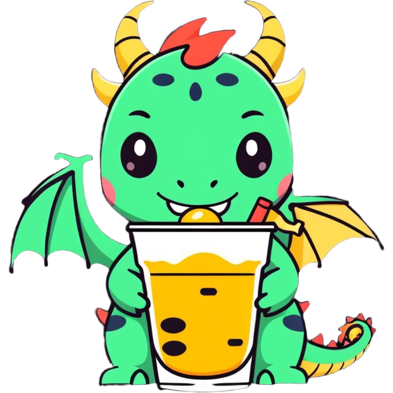 Dragon drinking boba emoji