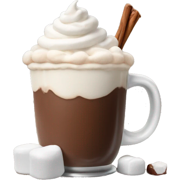 hot chocolate with whipped cream and marshmallows  emoji