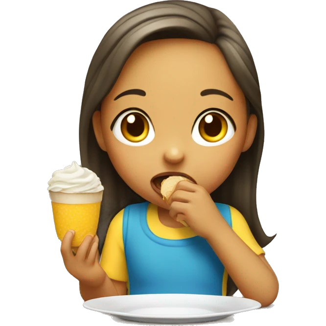 Little girl eating  emoji