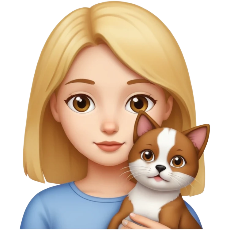 Girl holding a cat and a dog emoji