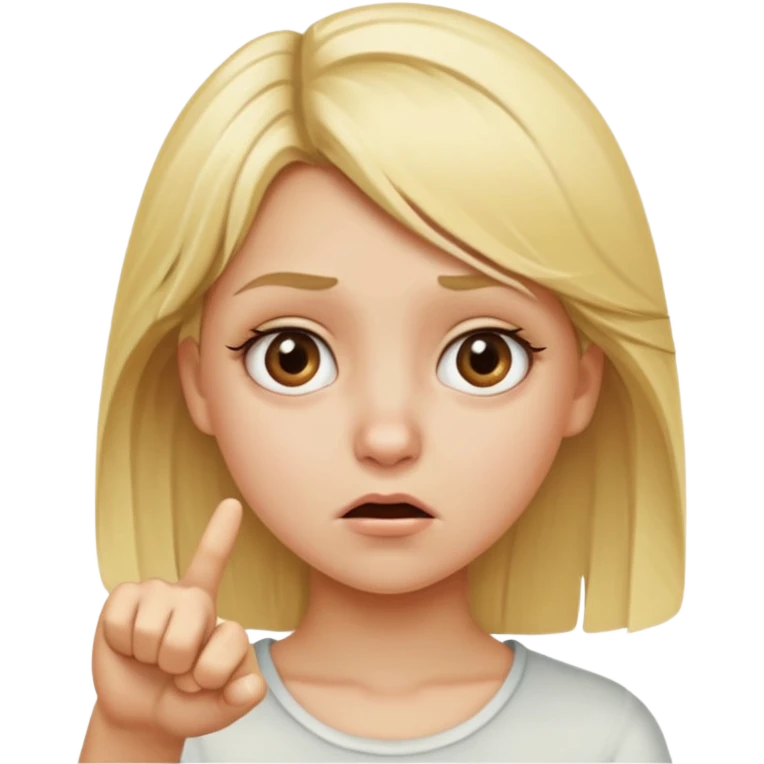 Blonde girl with face of disgust and pointing  emoji