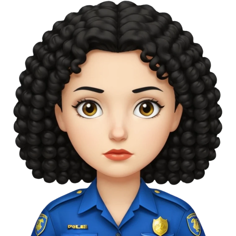 white woman police with black curly hair emoji