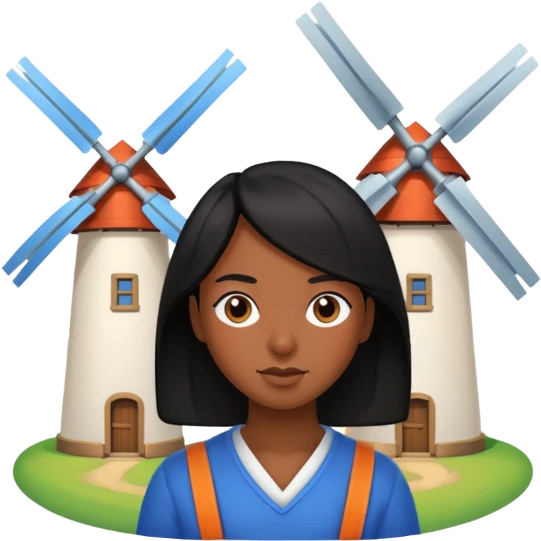 Black Hair People with  Windmills emoji