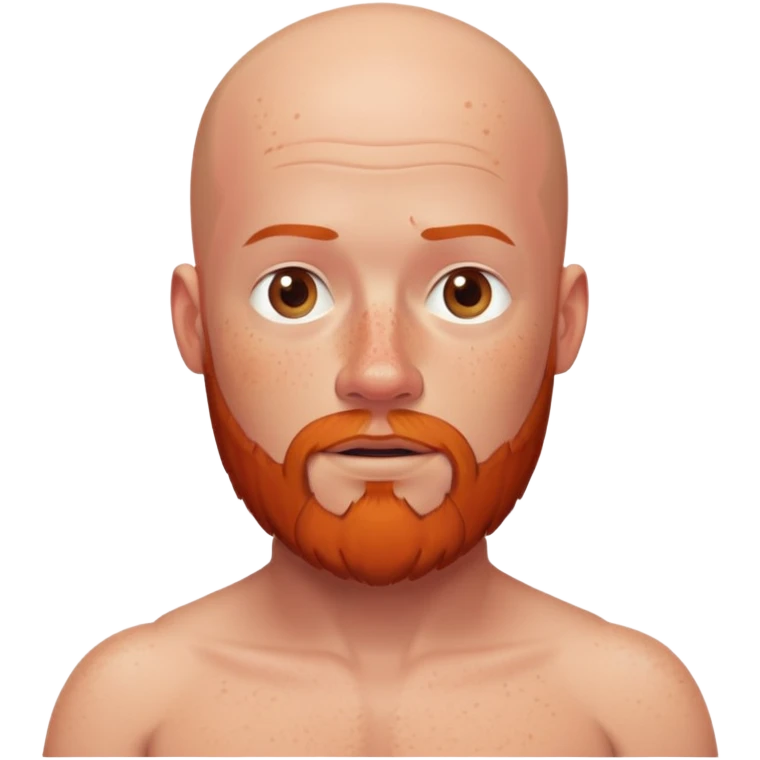  white man with  no hair freckles and red beard with spare tire and no shirt  emoji