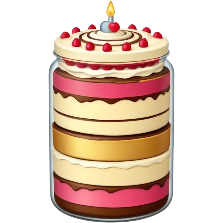 A layered little jar of cake that is gold emoji