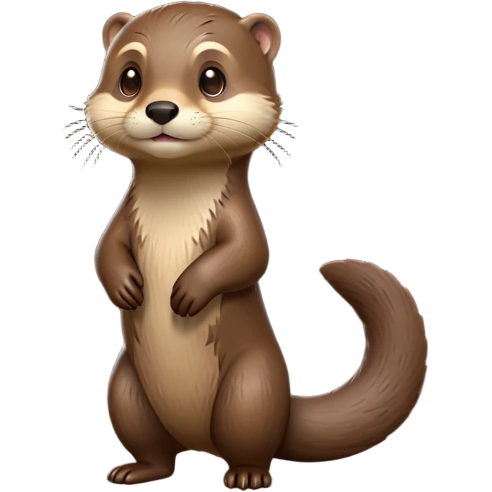 cinematic-noble [otter]-realistic-full-body-standing-emoji,-tail-tucked-close,-head-tilted-dramatically,-sleek-[brown]-fur,-simplified-yet-realistic-focused-features,-highly-detailed,-glowing-with-an-almost-sarcastic-glow  expressive eyes emoji