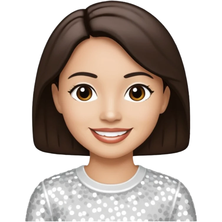 Terry Coldwell from East 17 with light skin, dark brown hair, white sequin outfit emoji