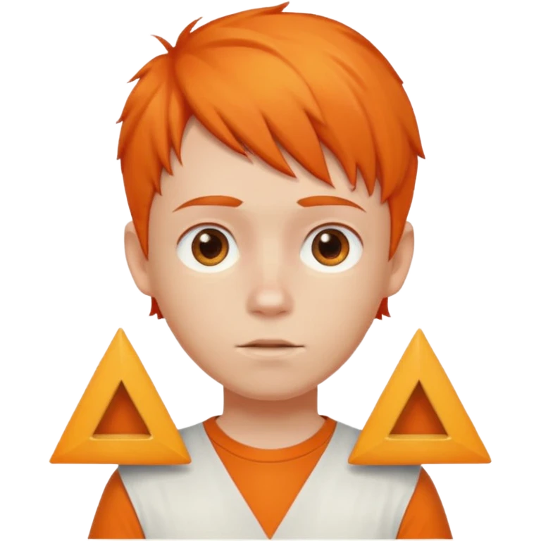 Boy with triangle head and orang and white shirt and orange hair emoji