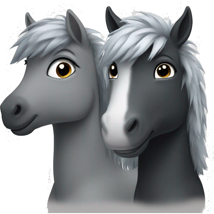 Two black and grey fluffy ponies emoji