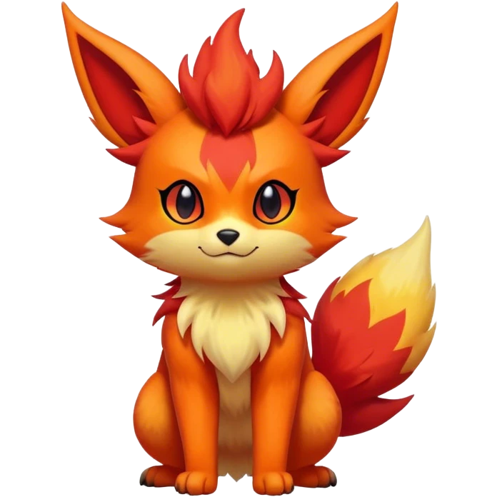 Cool cute edgy Quilava-Litten-Flareon-animal-creature-hybrid full body emoji